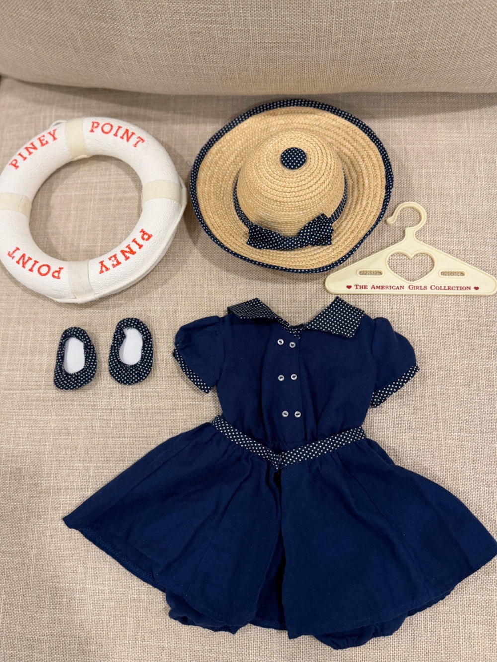 Ltd Ed Pleasant Co Samantha Bathing Costume, Hat, Skirt, Shoes & Life Raft 1997